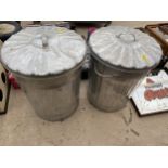 TWO STAINLESS STEEL LIDDED DUST BINS