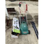 A BOSCH ROTAK 320C ELECTRIC LAWN MOWER AND A MURRAY GRASS STRIMMER