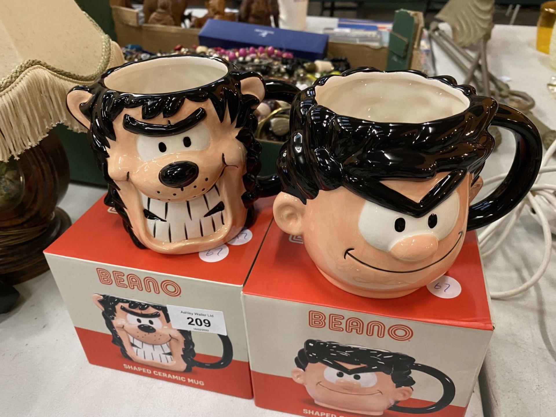 TWO BOXED BEANO CHARACTER MUGS, DENNIS THE MENACE AND GNASHER - Image 2 of 2
