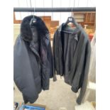 A GENTS LEATHER JACKET AND A FURTHE M&S GENTS M COAT