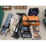 AN ASSORTMENT OF ITEMS TO INCLUDE A HEATER, EXTENSION LEADS AND LIGHTS ETC