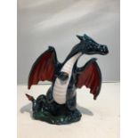 AN ANITA HARRIS LIMITED EDITION 4/5 DARK BLUE CERAMIC DRAGON MODEL ? HEIGHT 23CM