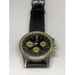 A 1960 VINTAGE BREITLING GENEVE NAVITIMER PILOTS TRIPLE 806 CHRONOGRAPH WATCH 44MM