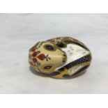 A ROYAL CROWN DERBY IMARI FIELD MOUSE PAPERWEIGHT WITH GOLD STOPPER