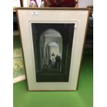 A FRAMED PRINT OF A LADY AND A GENTLEMAN PENCIL SIGNED TO THE LOWER LEFT BY L CAMPBELL TAYLOR