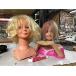 TWO 1980'S GIRLS WORLD HEADS