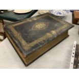 A VERY LARGE AND HEAVY LEATHER BOUND COLOUR ILLUSTRATED WELSH BIBLE IN FINE CONDITION. PUBLISHED