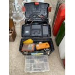TWO TOOL BOXES CONTAINING AN ASSORTMENT OF TOOLS TO INCLUDE DREMEL DRILLS AND DREMEL DRILL BITS ETC