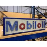 A MOBILOIL ILLUMINATED LIGHT BOX SIGN 76CM X 22CM X 10CM