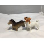TWO CERAMIC FIGURES, ONE A BESWICK ENGLAND JACK RUSSELL AND THE SECOND A W.R MIDWINTER DASCHUND