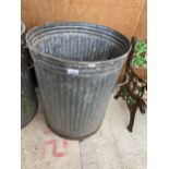 A VINTAGE GALVANISED BIN/GARDEN PLANTER