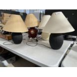 FOUR VARIOUS TABLE LAMPS WITH SHADES
