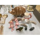 A COLLECTION OF CERAMICS TO INCLUDE, PINK PANTHER ITEMS,BESWICK BIRD, DOLPHINS, ETC