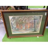A FRAMED WATERCOLOUR OF BARLASTON HALL SIGNED A C WHITE 1973, SIZE 77CM X 55CM