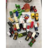 A QUANTITY OF VARIOUS VINTAGE VANS AND CARS TO INCLUDE, LLEDO, YESTERYEAR, ETC ALSO INCLUDES