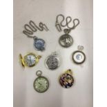 SEVEN POCKET WATCHES TO INCLUDE MODERN AND A VINTAGE EXAMPLE