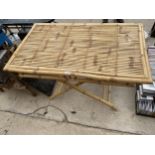 A BAMBOO AND RATTAN CONSERVATORY TABLE