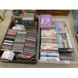 A LARGE ASSORTMENT OF DVDS, CDS, CASSETTES AND VHS VIDEOS ETC