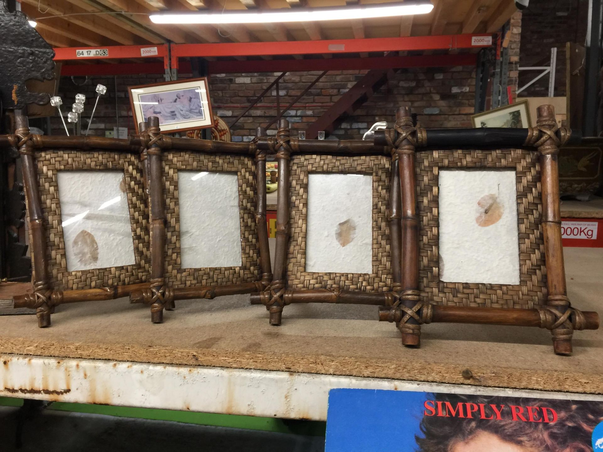 FOUR BAMBOO STYLE PHOTOGRAPH FRAMES