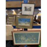 THREE FRAMED PRINTS TO INCLUDE, WRENS NESTING, THE EASTGATE CHESTER AND A DESERT SCENE