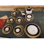 A QUANTITY OF AYNSLEY 'GEORGIAN' CHINA TEAWARE TO INCLUDE, CUPS, SAUCERS, PLATES, TEAPOT, SUGAR