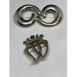 TWO MARKED SILVER BROOCHES