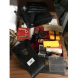 A COLLECTION OF VINTAGE CAMERAS, CASES, LENS ETC