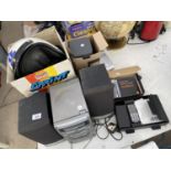 AN ASSORTMENT OF ELECTRICALS TO INCLUDE A MATSUI STEREO, TWO MOBILE PHONES ETC