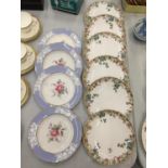 SIX SPODE CHINA PLATES WITH FLUTED EDGES AND FLORAL DESIGN PLUS FOUR SPODE 'MARITIME ROSE' PLATES