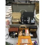 A CASED KODAK BROWNIE 127, BOXED WEBLEY SPORTS STARTING PISTOL, A BUCCANEER ZOOM CINE CAMERA, A