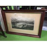 AN OAK FRAMED PRINT CALLED BIRDS OF PREY DATED 1905 BY C NAPIER HEMY