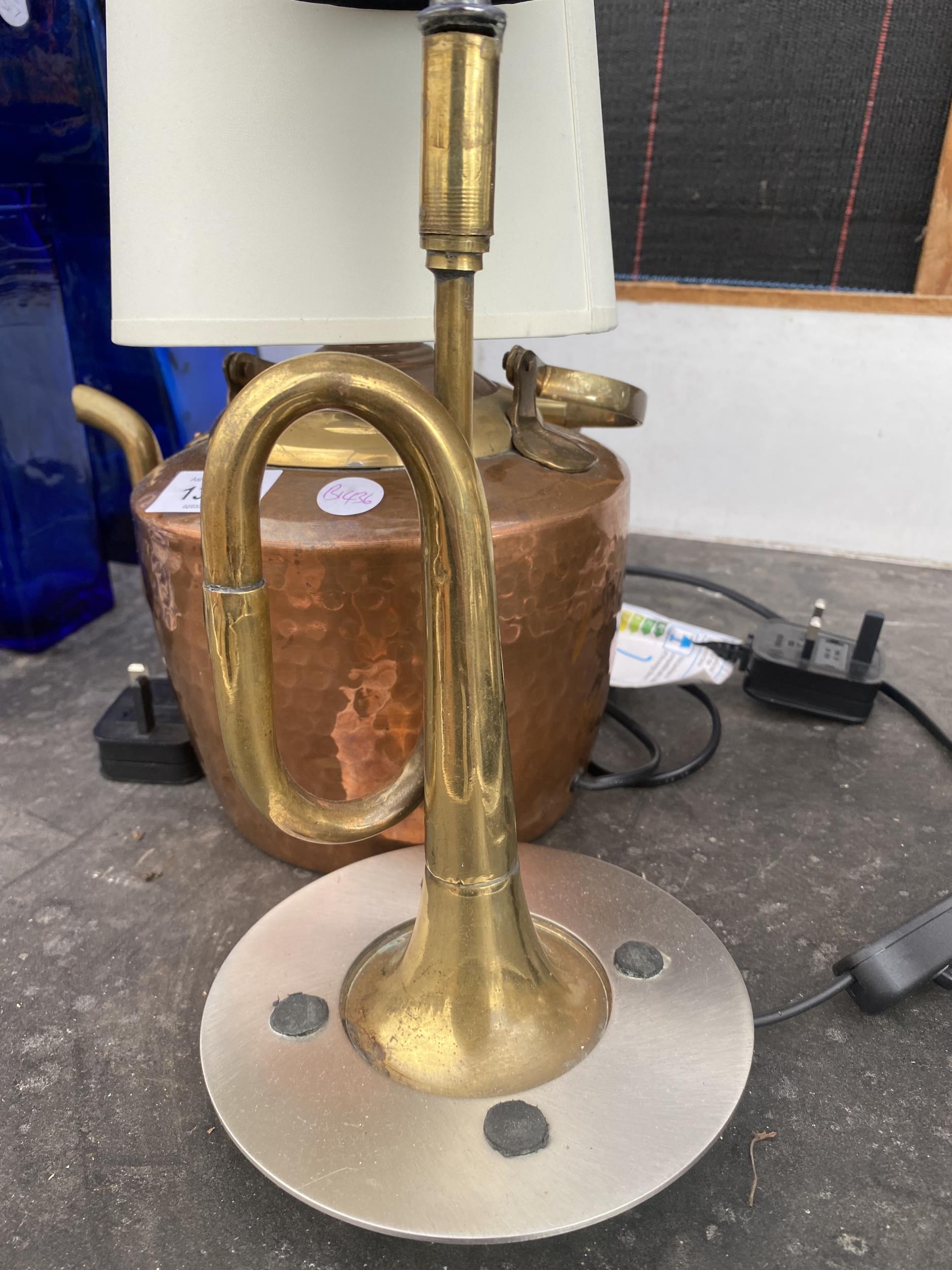 TWO TABLE LAMPS TO INCLUDE ONE FORMED FROM A COPPER KETTLE - Image 3 of 3