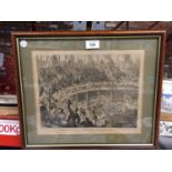 A FRAMED PRINT OF THE 'OXFORD COMMEMORATION - THE THEATRE FROM THE UNDERGRADUATES' GALLERY