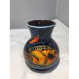 A HAND PAINTED ANITA HARRIS FISH VASE SIGNED IN GOLD