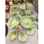 A COLLECTION OF CARLTONWARE LEAF PATTERN TO INCLUDE CUPS, SAUCERS, PRESERVE POT, SALAD BOWL, TOAST