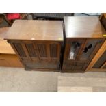 AN ANTIQUE STYLE OLD CHARM TV CABINET AND HI-FI CABINET