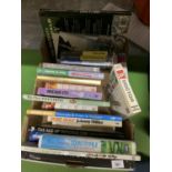 A BOX OF BOOKS ON A VARIETY OF SUBJECTS TO INCLUDE GOLF, GARDENING, NATURE, HISTORY, ETC