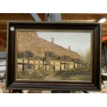 A FRAMED OIL ON BOARD OF A COTTAGE SIGNED P R FREEMAN