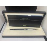 A MONT BLANC MEISTERSTUCK ROLLER BALL PEN IN A PRESENTATION BOX WITH SERVICE GUIDE