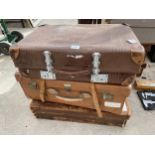 THREE VINTAGE LEATHER TRAVEL CASES