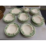 A QUANTITY OF GRINDLEY GREEN AND FLORAL PATTERNED PLATES, BOWLS AND A SERVING TUREEN