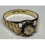 A 9 CARAT GOLD SAPPHIRE AND DIAMOND RING SIZE P