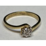 A 9 CARAT GOLD DIAMOND SOLITAIRE RING SIZE O/P