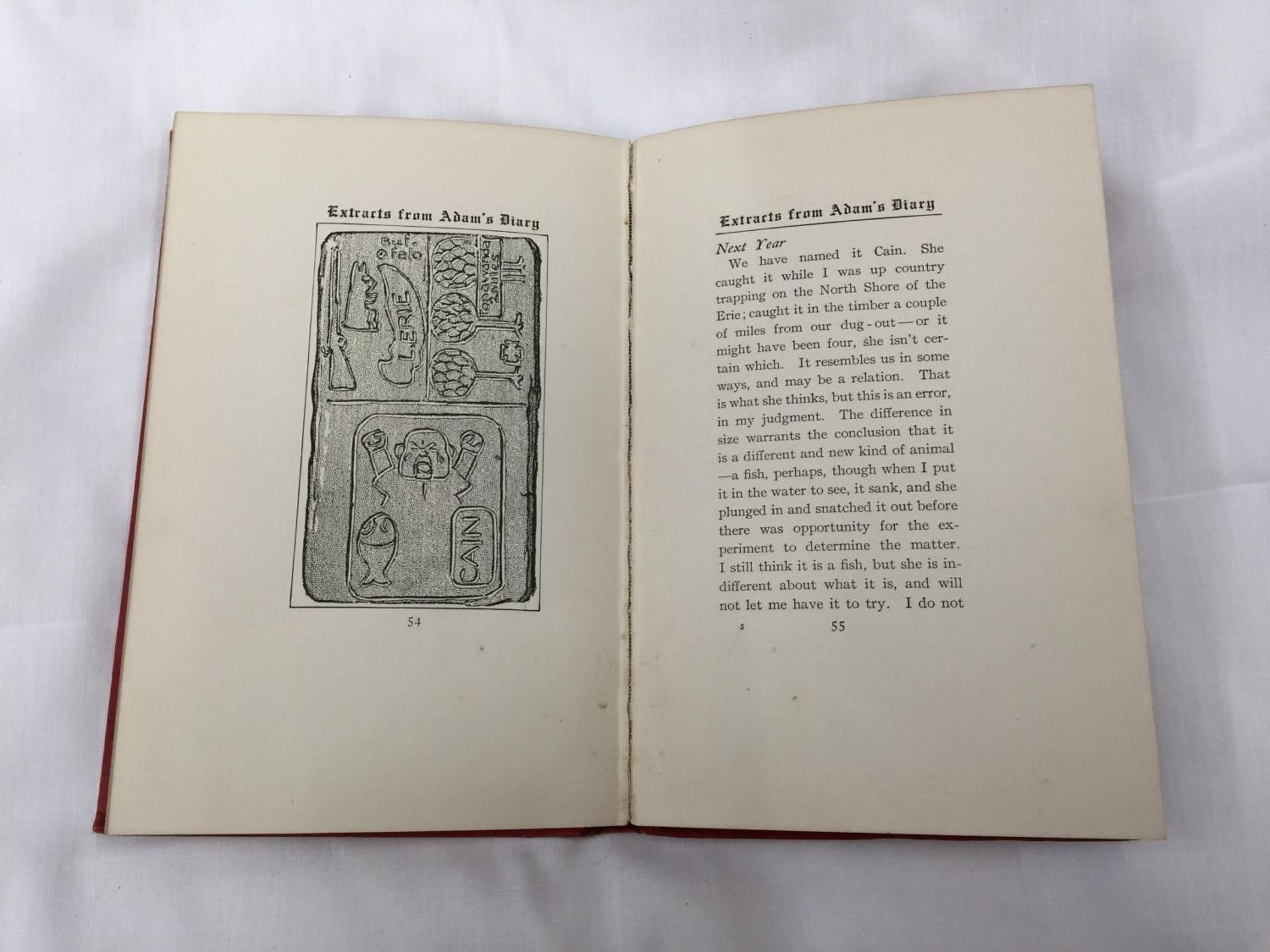 A FIRST EDITION EXTRACTS FROM ADAM'S DIARY HARDBACK BY MARK TWAIN - PUBLISHED 1904 BY HARPER & - Image 5 of 7
