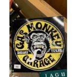 A GAS MONKEY GARAGE METAL SIGN 30.5CM X 30.5CM