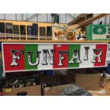 A WOODEN FUNFAIR SIGN 100CM X 26CM