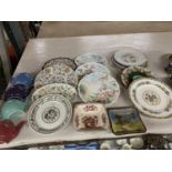 AN AMOUNT OF PLATES ETC TO INCLUDE MINTON HADDON HALL, COALPORT, ROYAL DOULTON, PLUS WALL HANGING