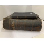 A CASSELLS LARGE FAMILY BIBLE PLUS A TWO VERSION HOLY BIBLE