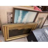 AN ASSORTMENT OF FRAMED PRINTS AND PICTURES TO INCLUDE AN OIL ON CANVAS