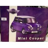 A PURPLE MINI COOPER METAL SIGN 40CM X 30CM